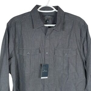 NEW Marc Anthony Luxury Shirt Button Up Mens L Slim Fit Black Long Sleeve Cotton